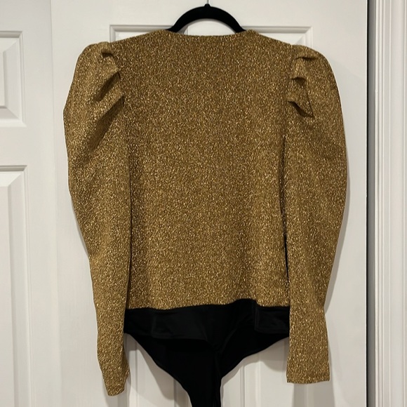 Express bodysuit. Gold, shiny material. Never worn. Tags still on. - Picture 3 of 4
